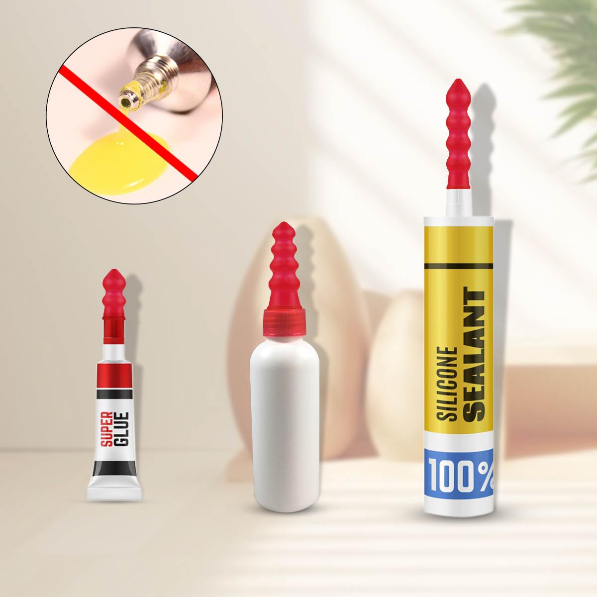 20 Pack Caulk Saver Caps - Seal and Preserve Open Caulking Tubes Red