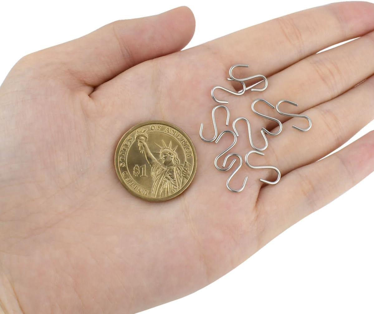 100 Mini S Hooks - Metal Shaped Hangers for Crafts, Jewelry & DIY Key Chains