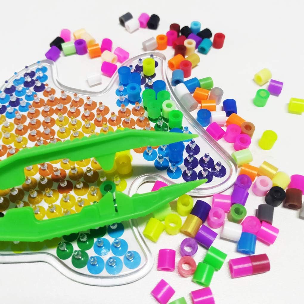 Three-Color Plastic Fuse Beads Tweezers Handmake Crafts, Manual DIY Creative Craft Game Tool for Kids(1 Pack of 6 Tweezers,White,Green,Blue)
