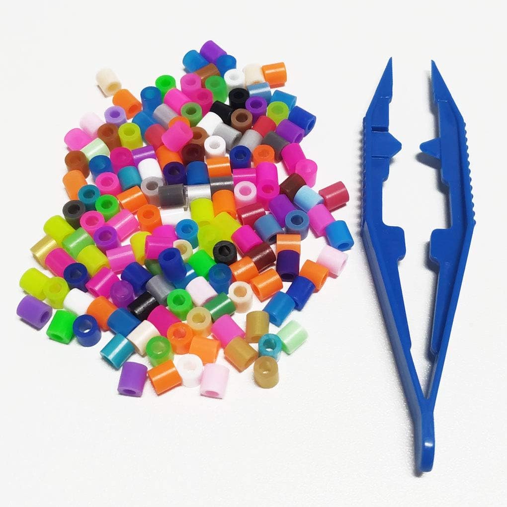 Three-Color Plastic Fuse Beads Tweezers Handmake Crafts, Manual DIY Creative Craft Game Tool for Kids(1 Pack of 6 Tweezers,White,Green,Blue)