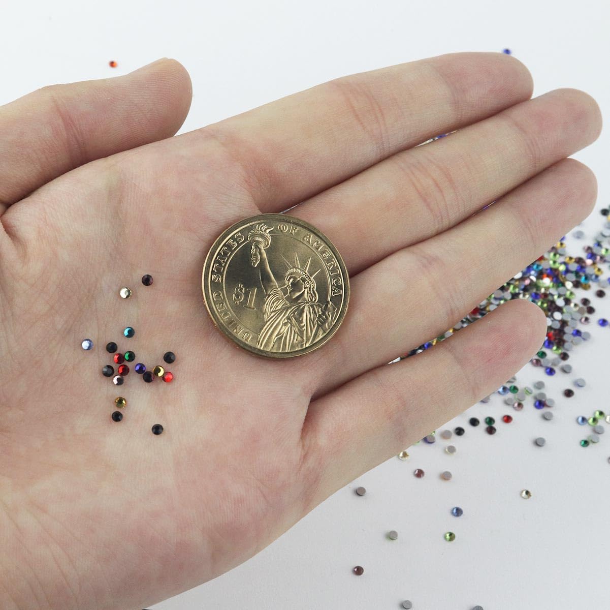 2400 Pieces Flat Back Rhinestones Colorful Round Glass Gems for Nail Art & Face Makeup Flatback Crystal Rhinestone Crafts DIY Clothes Shoes Bags Manicure Diamond (12 Colors)