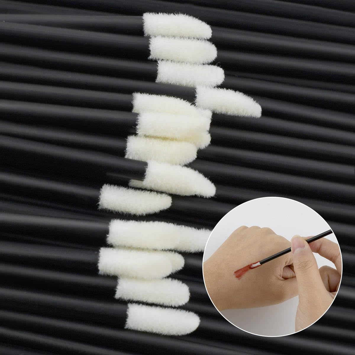 100 Pack Disposable Lip Brushes Lipstick Wands Gloss Applicator Brush Makeup Tool Make Up Applicators Perfect Beauty Cosmetic Kits Mascara Wand Set Lash Spoolies for Eyelash Extensions (Black)