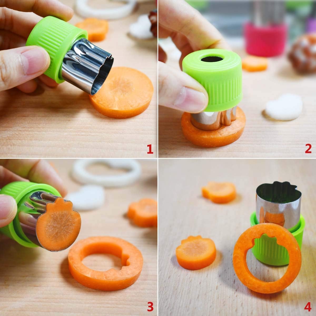 11Pcs Vegetable Cutter Shapes Set Mini Cookie & Fruit Pie Stamps Mold Stainless Steel Cutters Food for Kids Baking and Supplement Tools Accessories Christmas Gift