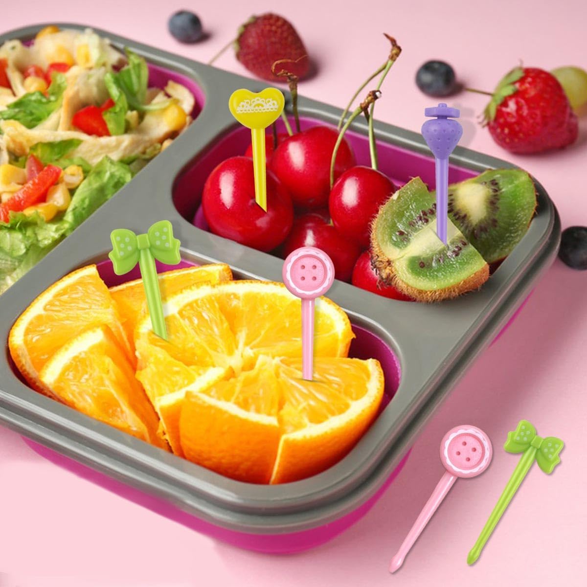16 Pcs Fruit Picks for Kids Food Bento Lunch Box Cute Animal Toothpicks Accessories Toddler Mini Dinosaur Cartoon Forks Reusable