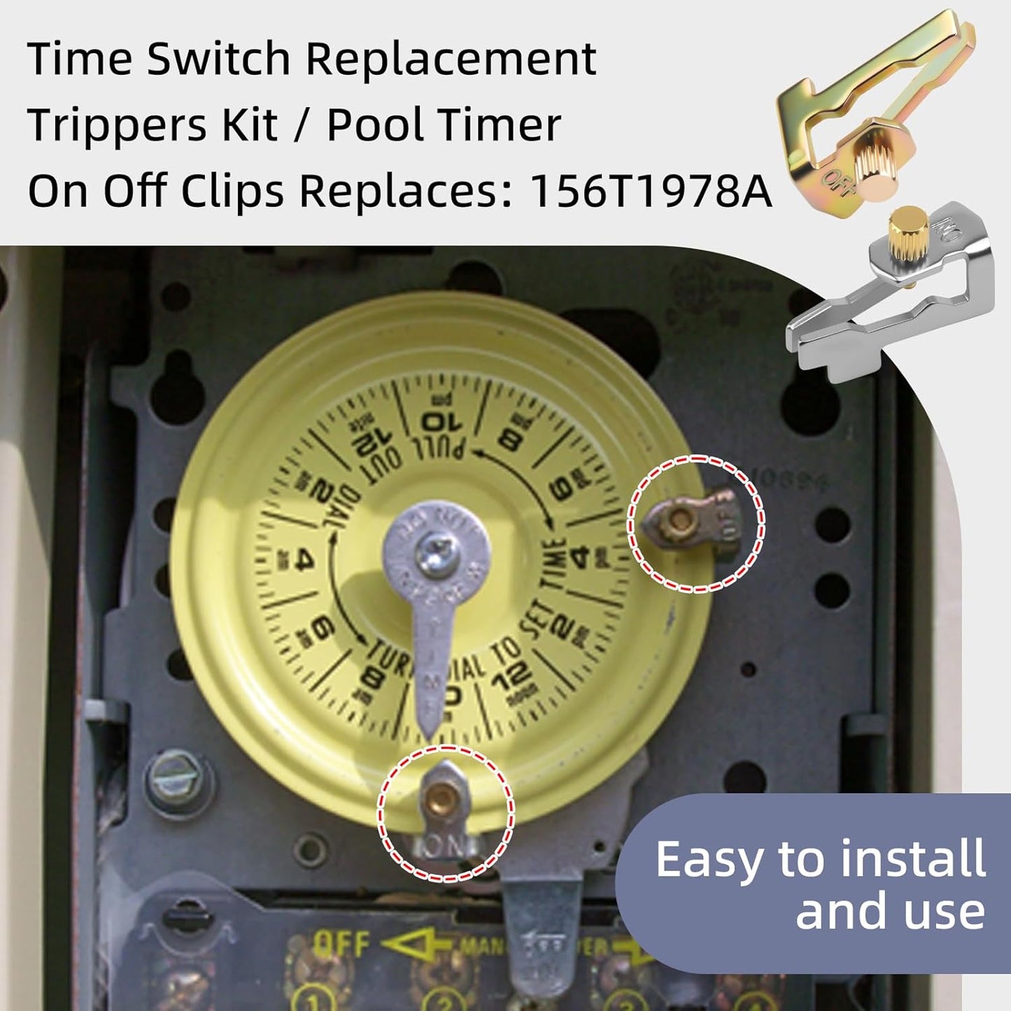 Pool Timer On Off Clips 10 PCS/5 Pairs Time Switch Replacement Trippers Kit 156T1978A Pool Pump Timers Tripper Compatible with Intermatic T100 Series T101 T104 Timers Parts