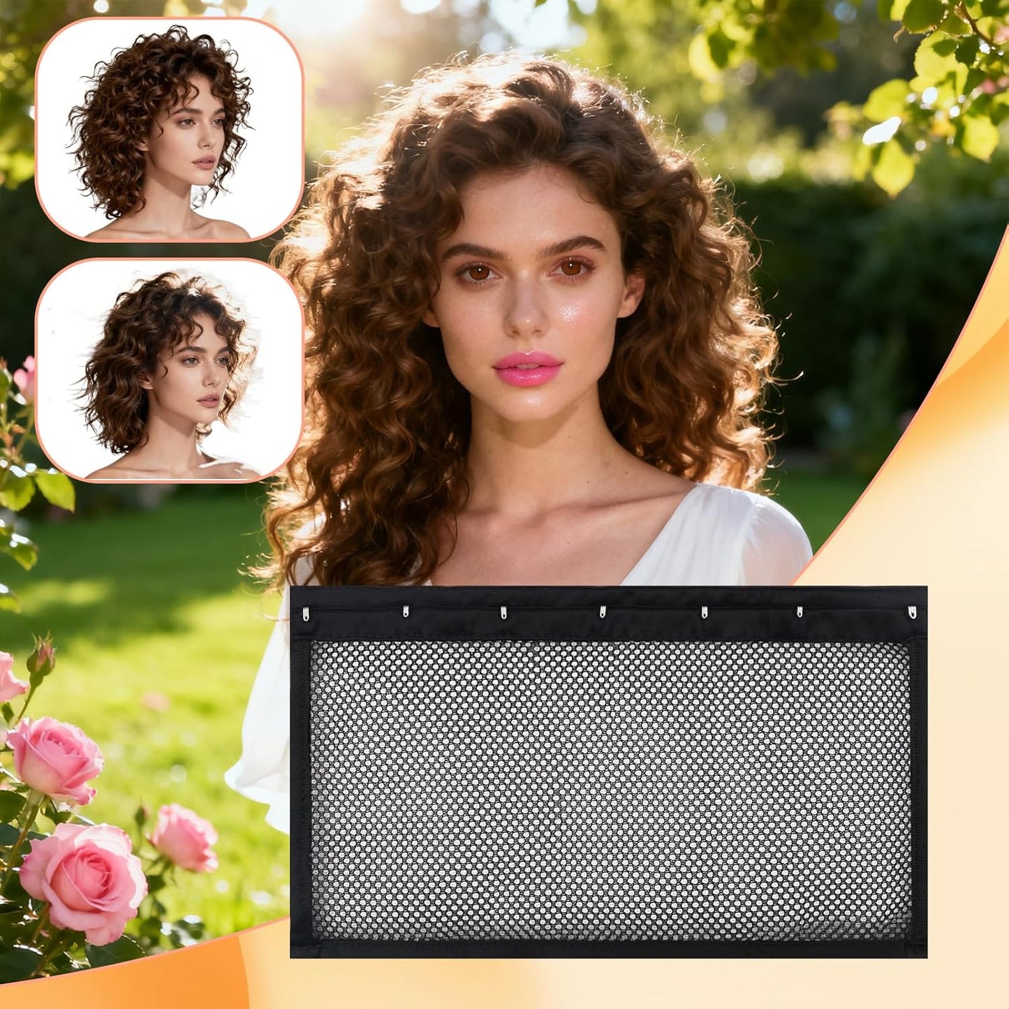 2-Pack Hair Stretcher Lengthening Net for Curly - Prevent Shrinkage Lock Hair Stretcher Looser - Wave Ringlets Hair Styling Tools Black 13in