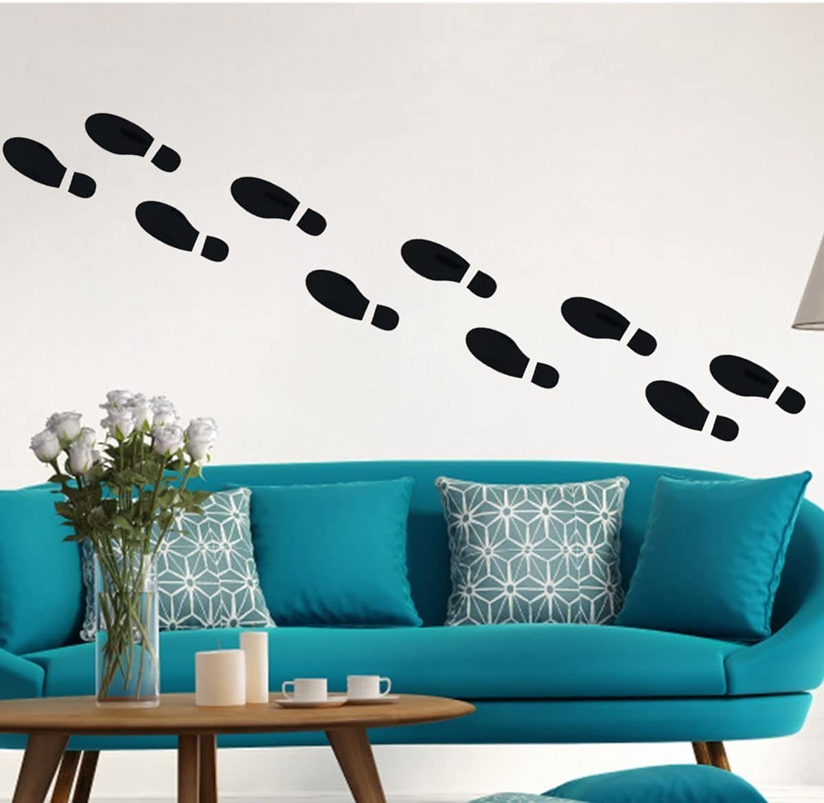 24Pcs Spy Agent of Truth Footprint Floor Decals Stickers Classroom Line Up Floor Decals Black Footprint Stickers