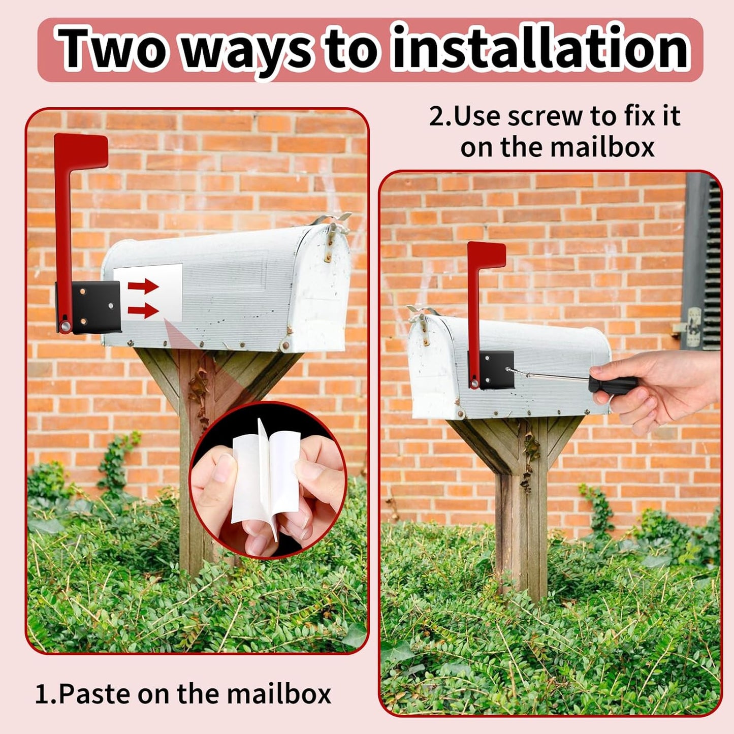 Flag for Mailbox,Red Mailbox Flag Replacement Kit Stainless Steel Mail Box Flags for Outside Metal Wood Wall Two Installation Options