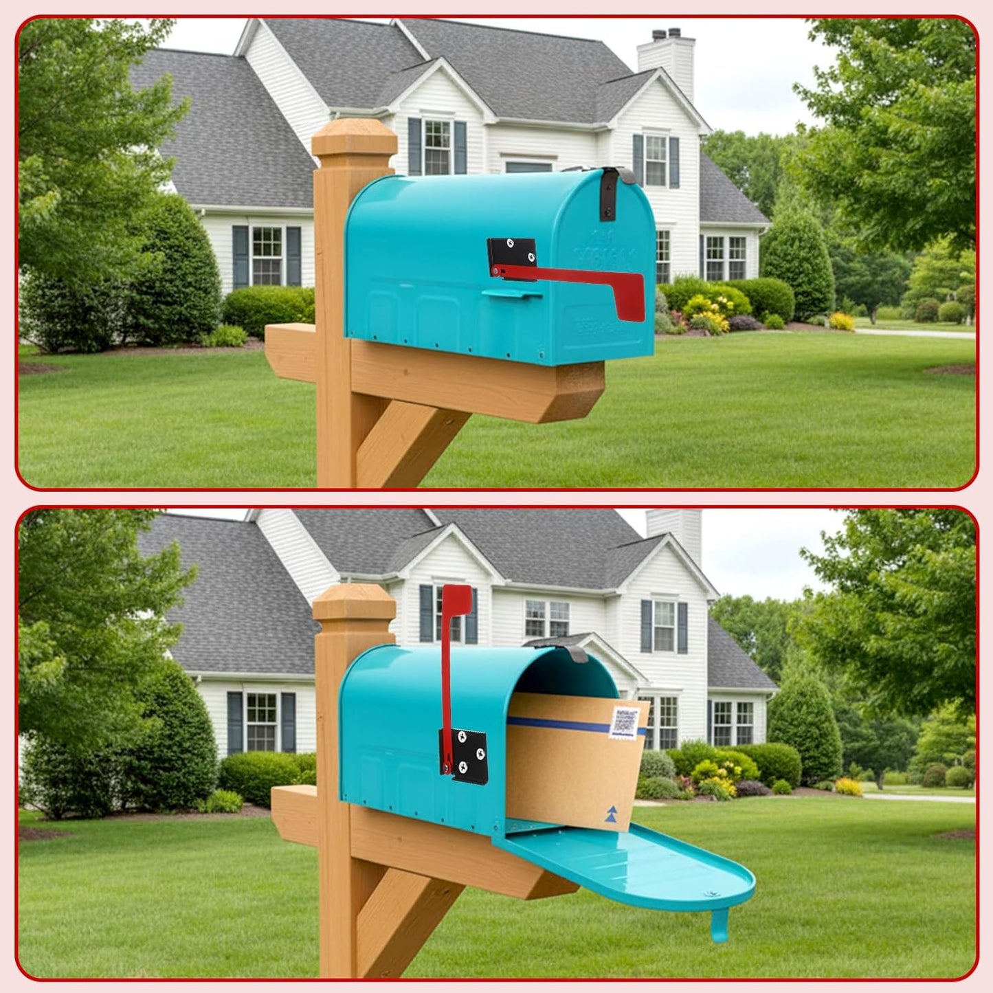 Flag for Mailbox,Red Mailbox Flag Replacement Kit Stainless Steel Mail Box Flags for Outside Metal Wood Wall Two Installation Options