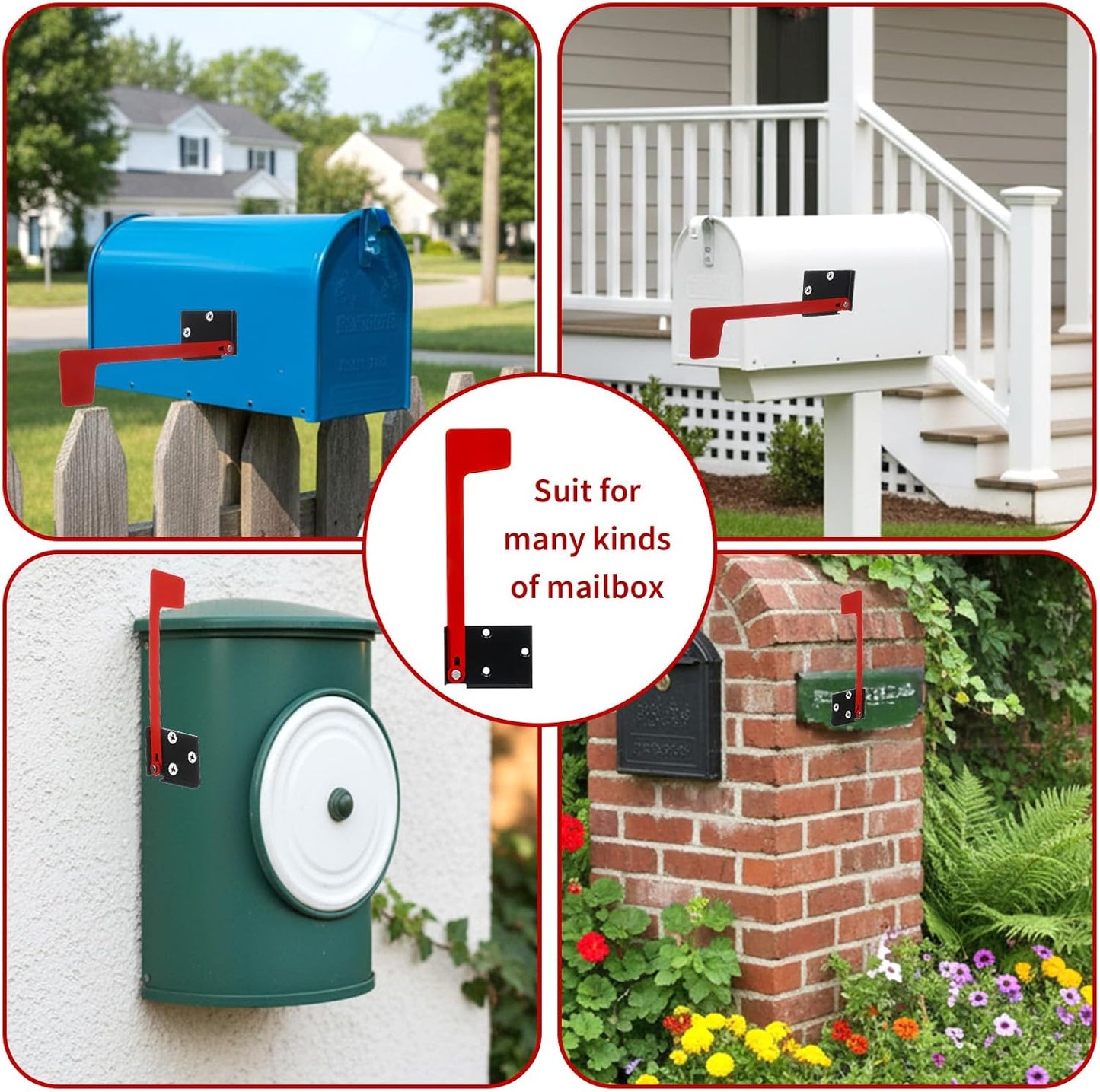 Flag for Mailbox,Red Mailbox Flag Replacement Kit Stainless Steel Mail Box Flags for Outside Metal Wood Wall Two Installation Options