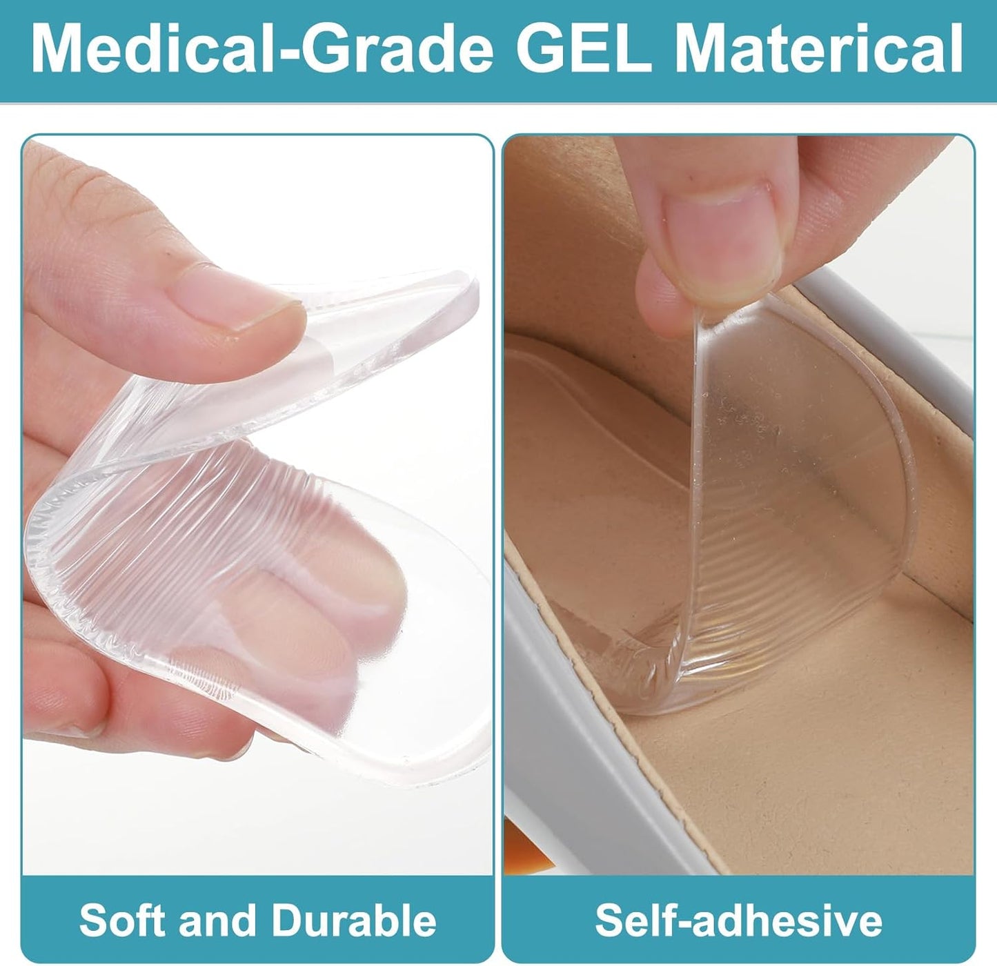 5 Pairs Medial & Lateral Heel Wedge Silicone Insoles, Corrective Adhesive Shoe Inserts for Foot Alignment Knock Knee Pain Bow Legs Osteoarthritis for Men Women
