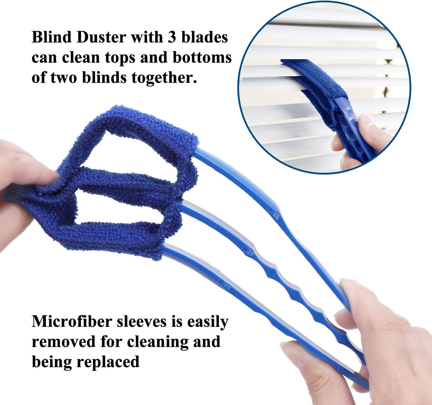 Window Blind Cleaner Duster Brush with 5 Microfiber Sleeves - Blind Cleaner Tools for Window Shutters Blind Air Conditioner Jalousie Dust