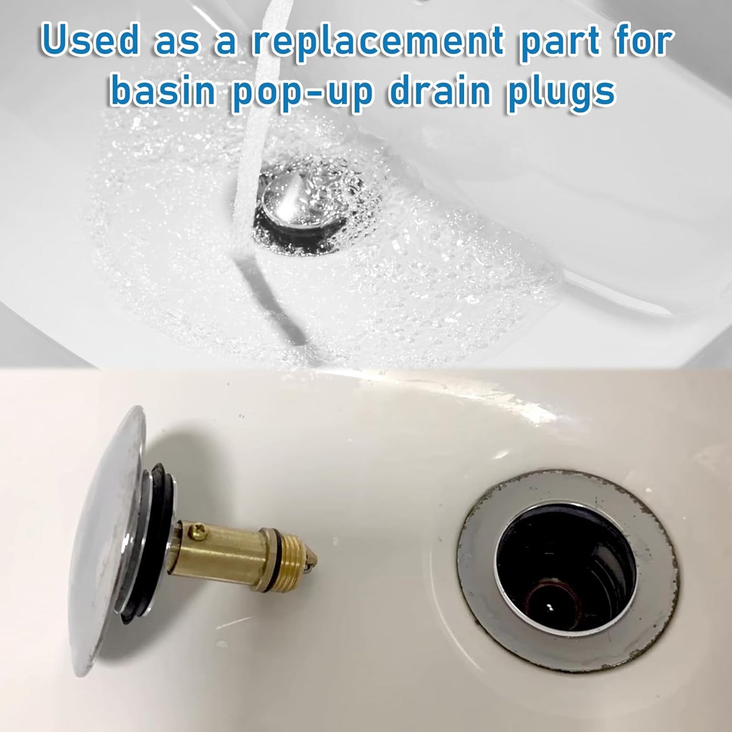 2 Pcs Basin Sink Clicker Pop Up Tub Drain Stopper Sink Pop Up Stopper Pop Up Bolt Basin Bath Sink Drain Click Clack Replacement Plug Bolt Spring Brass Push Spring Plug for Most Sink Tub Basin Drain