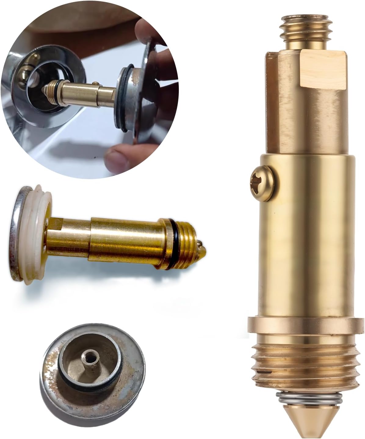 2 Pcs Basin Sink Clicker Pop Up Tub Drain Stopper Sink Pop Up Stopper Pop Up Bolt Basin Bath Sink Drain Click Clack Replacement Plug Bolt Spring Brass Push Spring Plug for Most Sink Tub Basin Drain