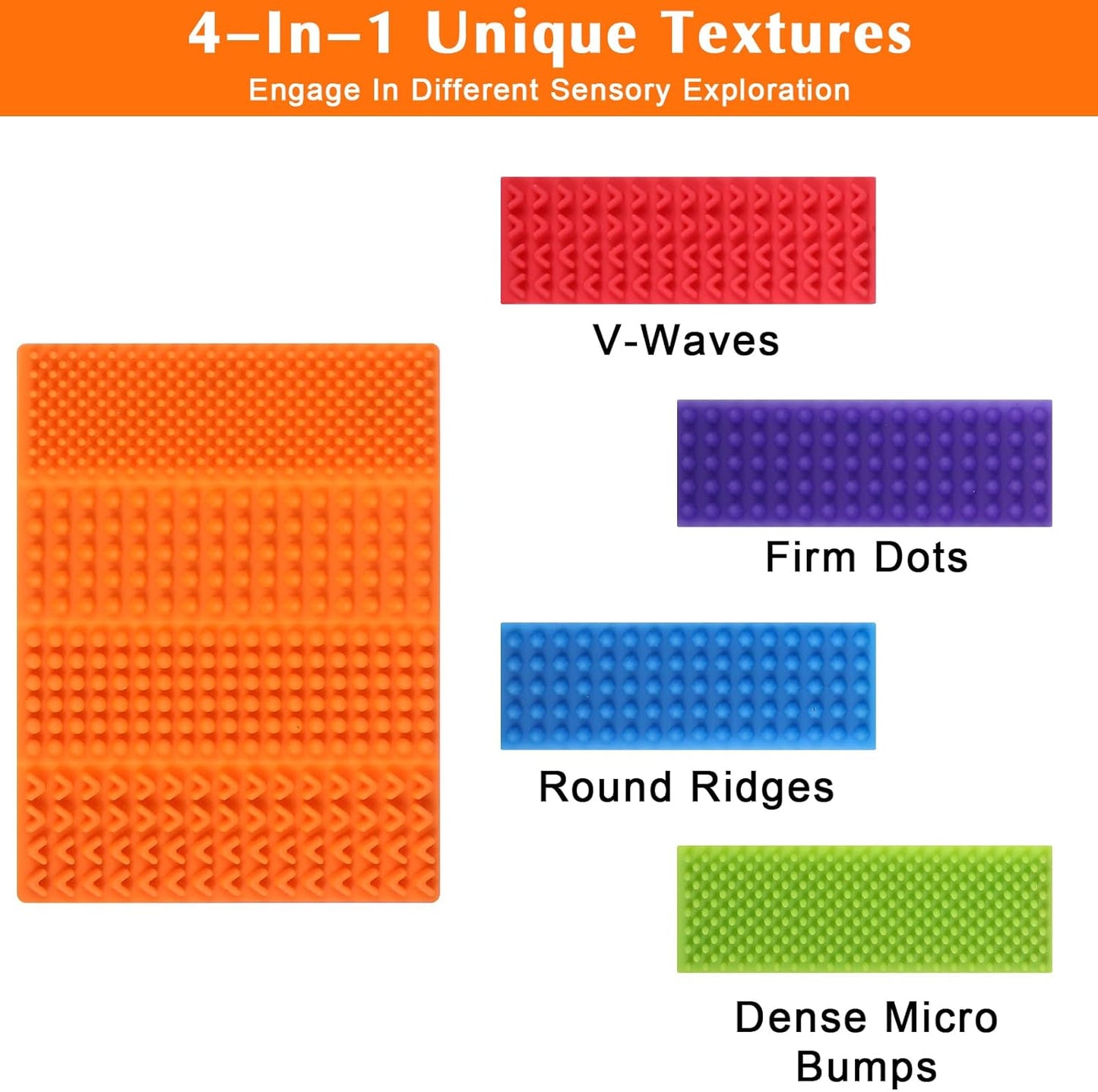 6 Pack Textured Sensory Stickers - Shimmeroo Silicone Fidget Strips for Relieve Anxiety Adults with ADHD Autism & Anxiety, Quiet Toys for Desk Travel Office Phone Case and Tablet Back(6 Colors)