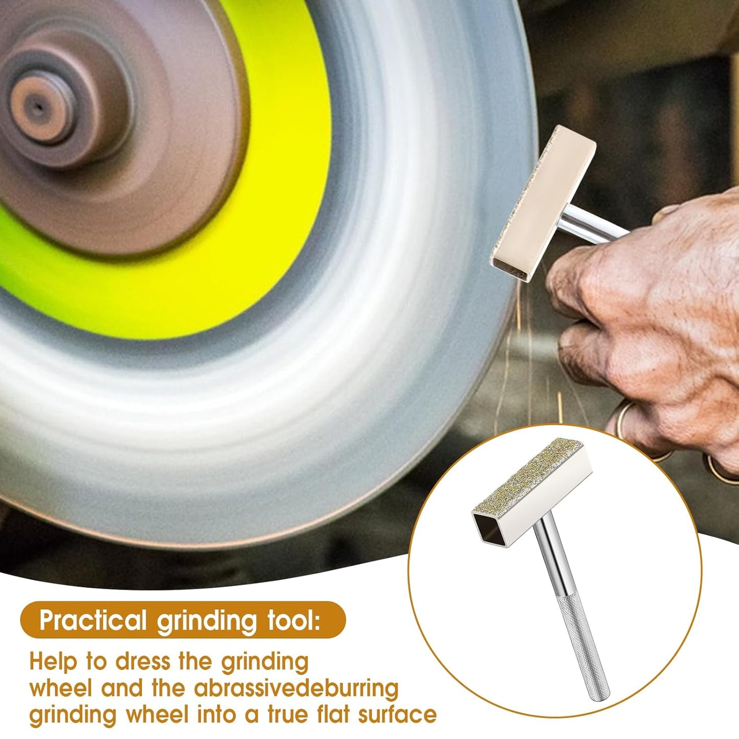 3 Pcs Grinding Wheel Dresser Grinding Wheel Dressing Tool Diamond Wheels Stone Dresser with Flat Diamond Coated Surface for Restore Bench Grinder Truing Deburring Wheels Silver