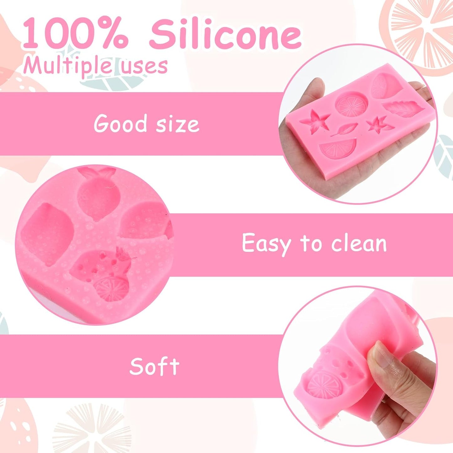 4Pcs Lemon Fondant Mold Lemon Cookie Dessert with Leaves Candy Chocolate Mold Silicone Summer Fruit Snack Molds for Cupcake Topper Cake Decoration Candy Sugar Craft Paste Baking Dessert Clay Resin