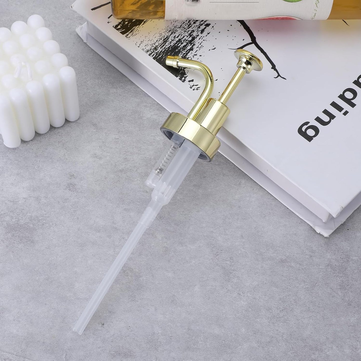 Soap and Lotion Dispenser Pump Replacement, ABS Material Gold Gloss Smooth Action Oil Can Pump Head for Wider Mouth Bottle of 1.3 in (33 mm) Thread, Rust Proof & Leak Proof for Soap Lotion Bottle
