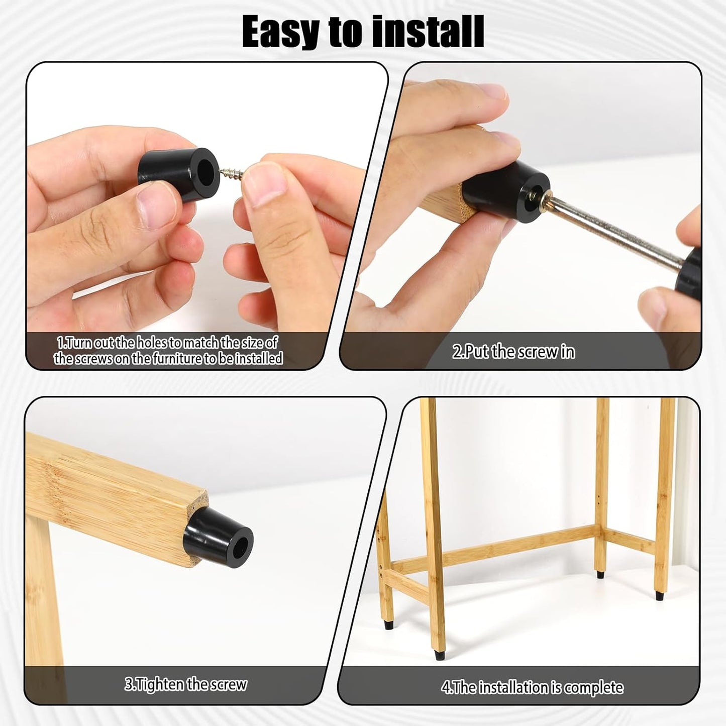 16 Pack Rubber Cutting Board Feet Non Slip Screw On Rubber Feet for Cutting Board with Stainless Screws Small Bumper Pads for Electronics, Furniture, Wood Stool, Table Leg, 3/4" W x 25/32" H
