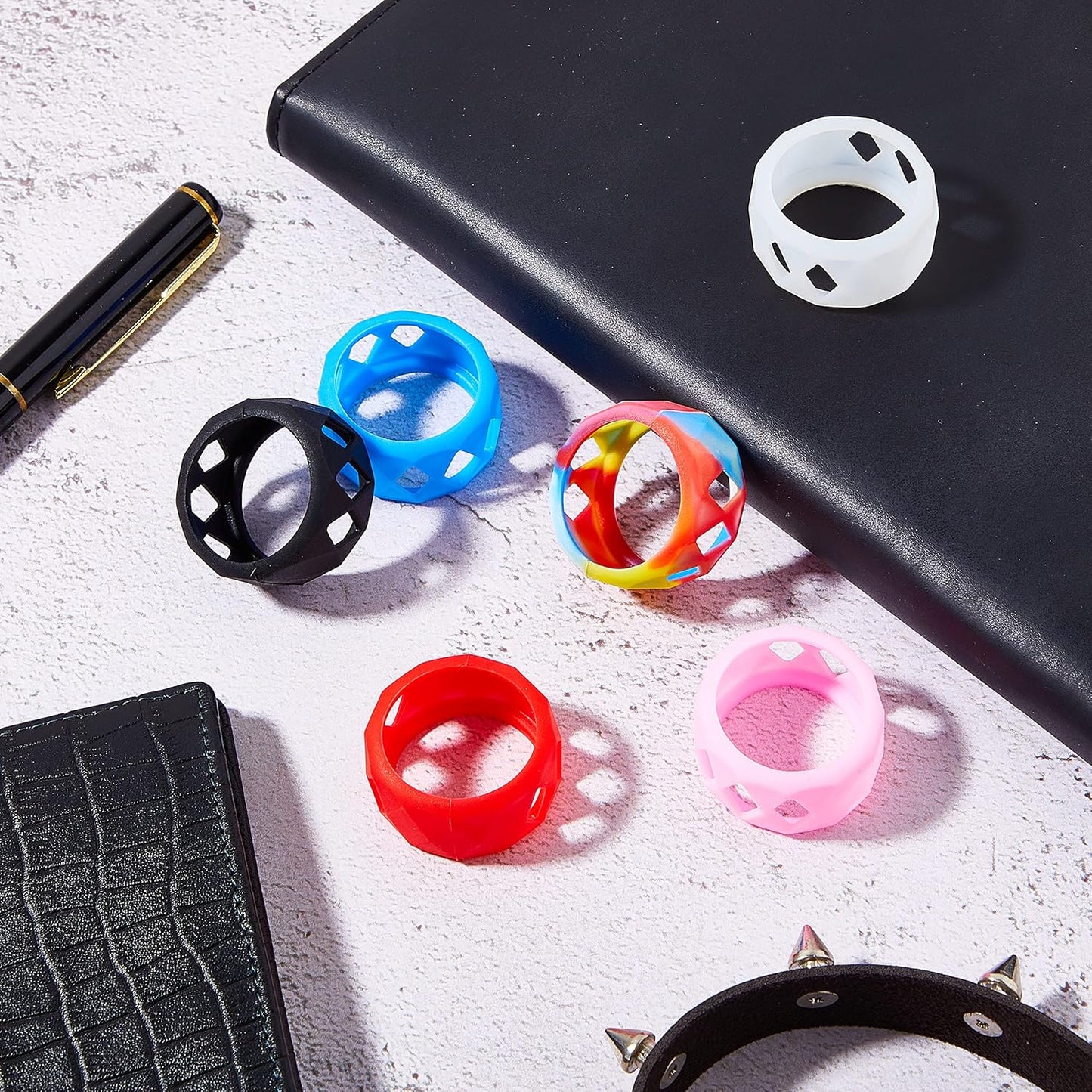 Amylove 6 Pieces Silicone Anti Slip Ring Non Skid Band Ring Soft Protection Sleeve 25 x 17 mm