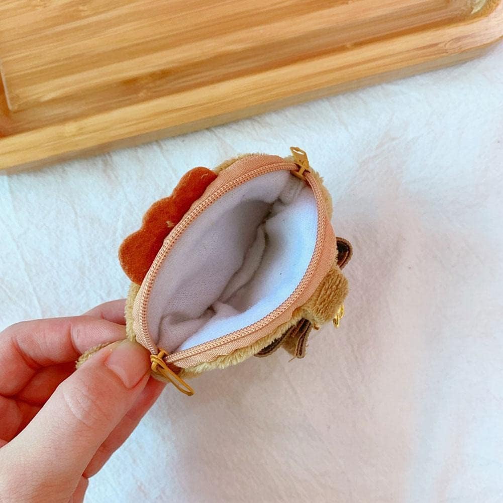 1Pc Brown Cute Plush Coin Purse Keychain, Mini Wrist Purse Bag, Japanese Creative Adjustable Soft Taiyaki Coin Pendant With Zipper Plush Pouch for Girl Women's Coin Purses and Pouches, Fish