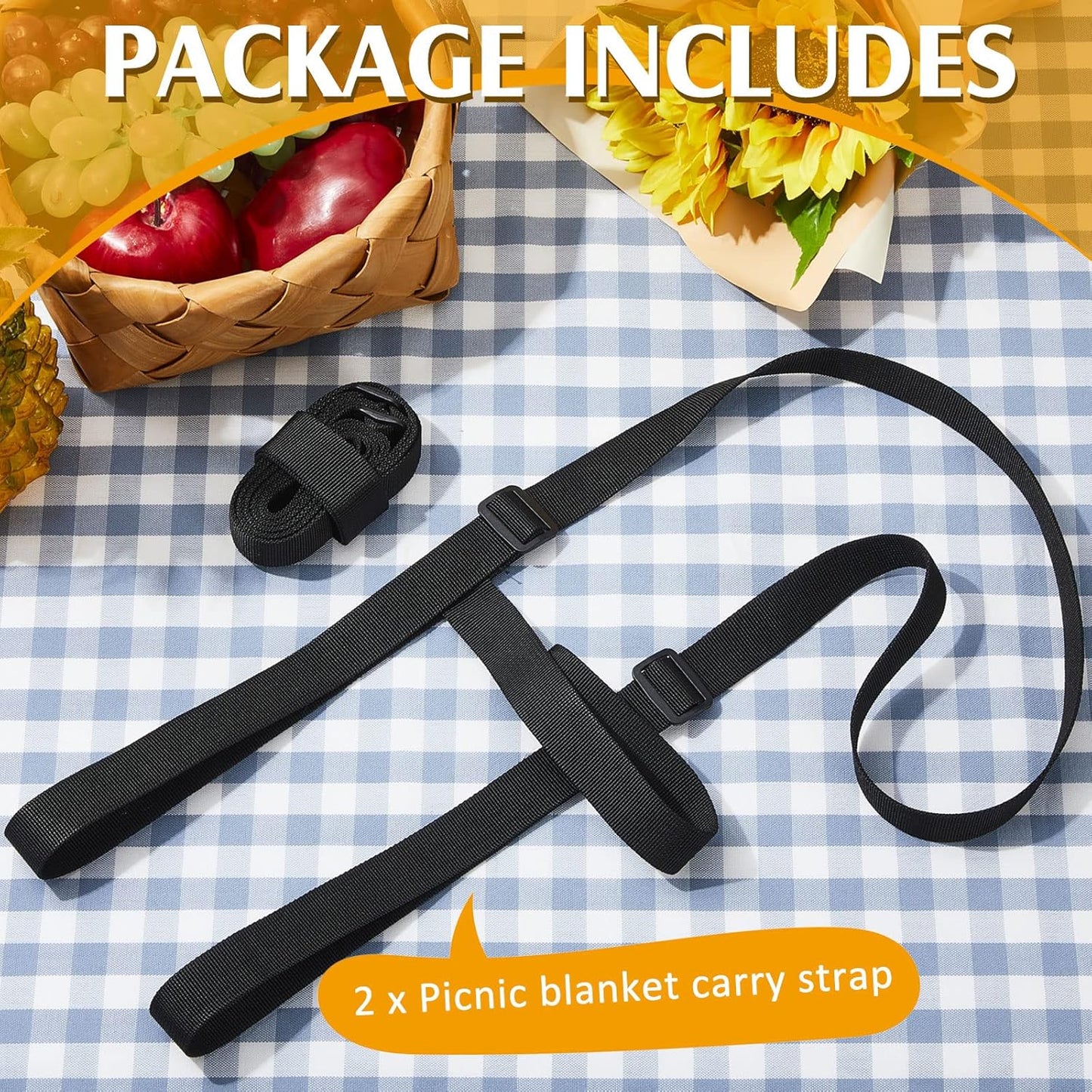 Amylove 2 Pcs Picnic Blanket Carry Strap for Camping Motorcycle Bedroll Adjustable Yoga Mat Holder with Shoulder Strap and Handle Outdoor Travel Blanket Holder for Camping