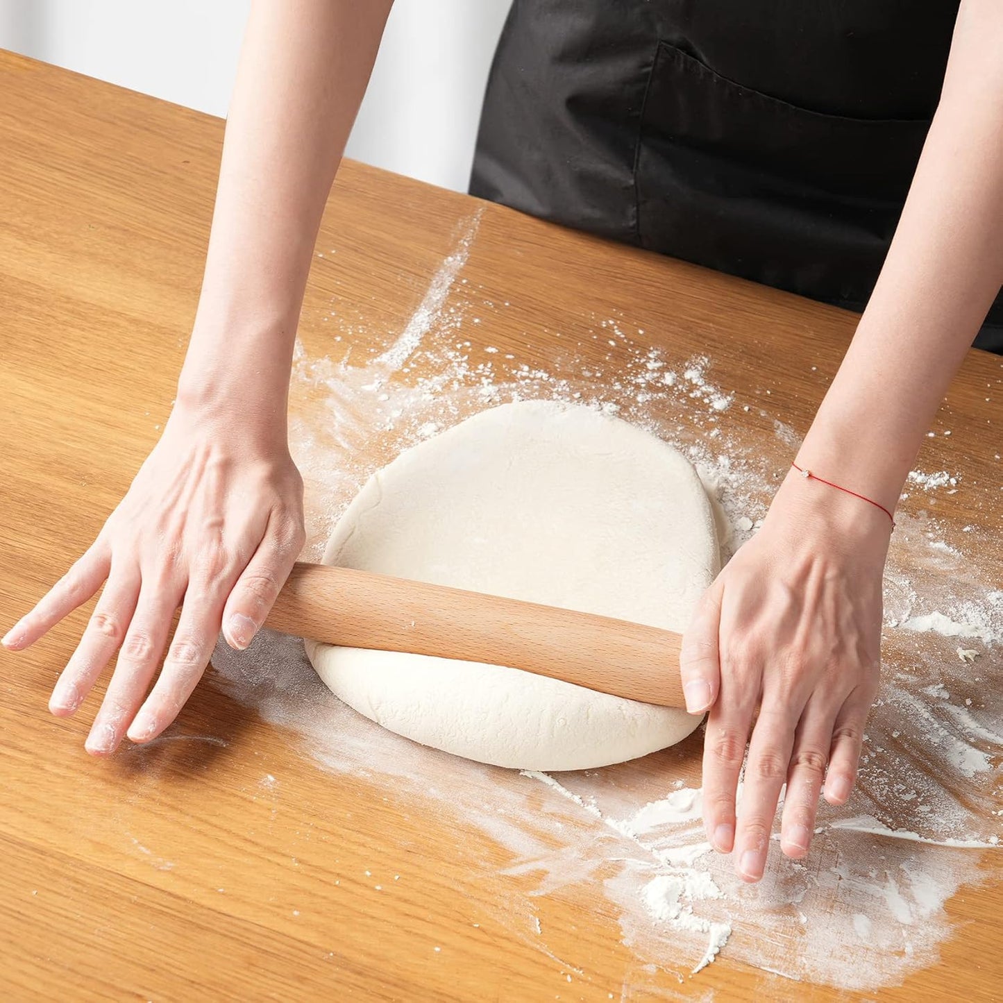Classic French Rolling Pin for Baking - Beech Wood Tapered Rolling Pin Dough Roller for Pizza Dough, Pie Crust Cookie Fondant Dumpling 11.81-Inch
