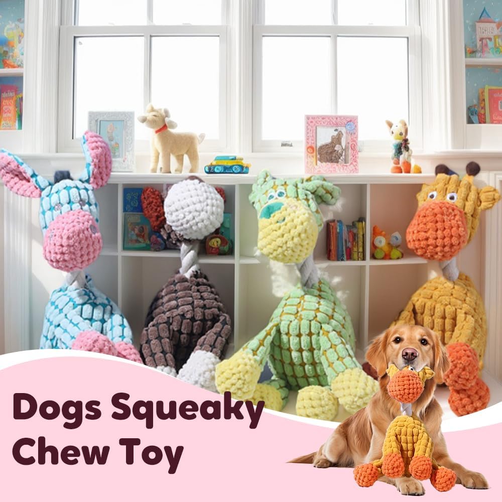 Linen Dog Toys, Durable Toy with Squeaker for Small Medium Large Dogs, Chew Resistant Animal Shaped Plush Toys Warm-Hearted Companion Anxiety Relief (Monkey) Monkey