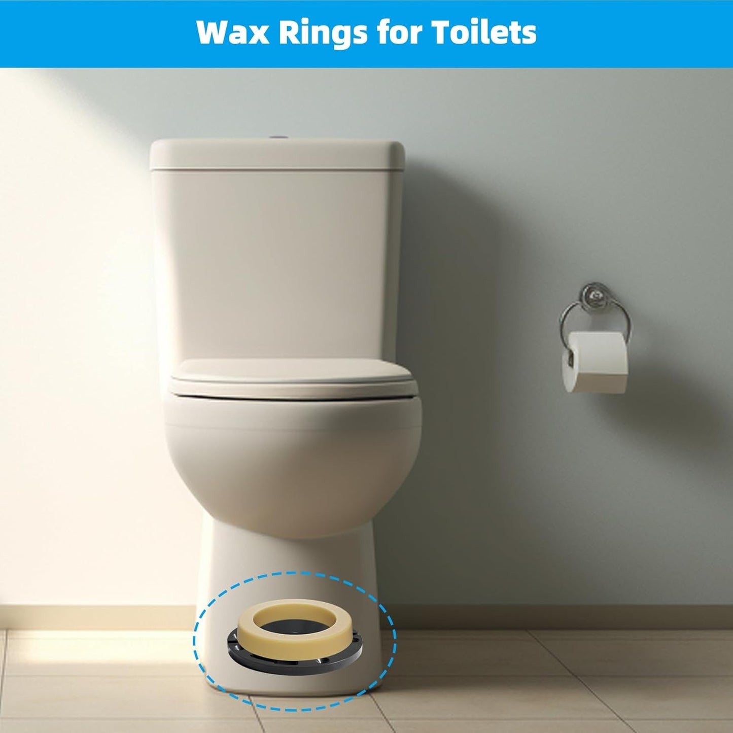 2 Pack Toilet Wax Ring, Thick Toilet Bowl Wax Ring Gasket for Toilet Bowl, Polyethylene Flange- Gas, Odor and Watertight Seal, Fits 3-inch and 4-inch Waste Line