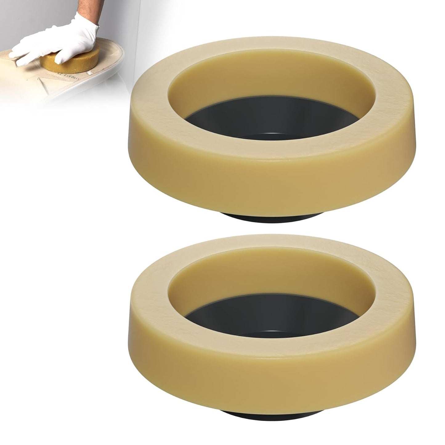 2 Pack Toilet Wax Ring, Thick Toilet Bowl Wax Ring Gasket for Toilet Bowl, Polyethylene Flange- Gas, Odor and Watertight Seal, Fits 3-inch and 4-inch Waste Line