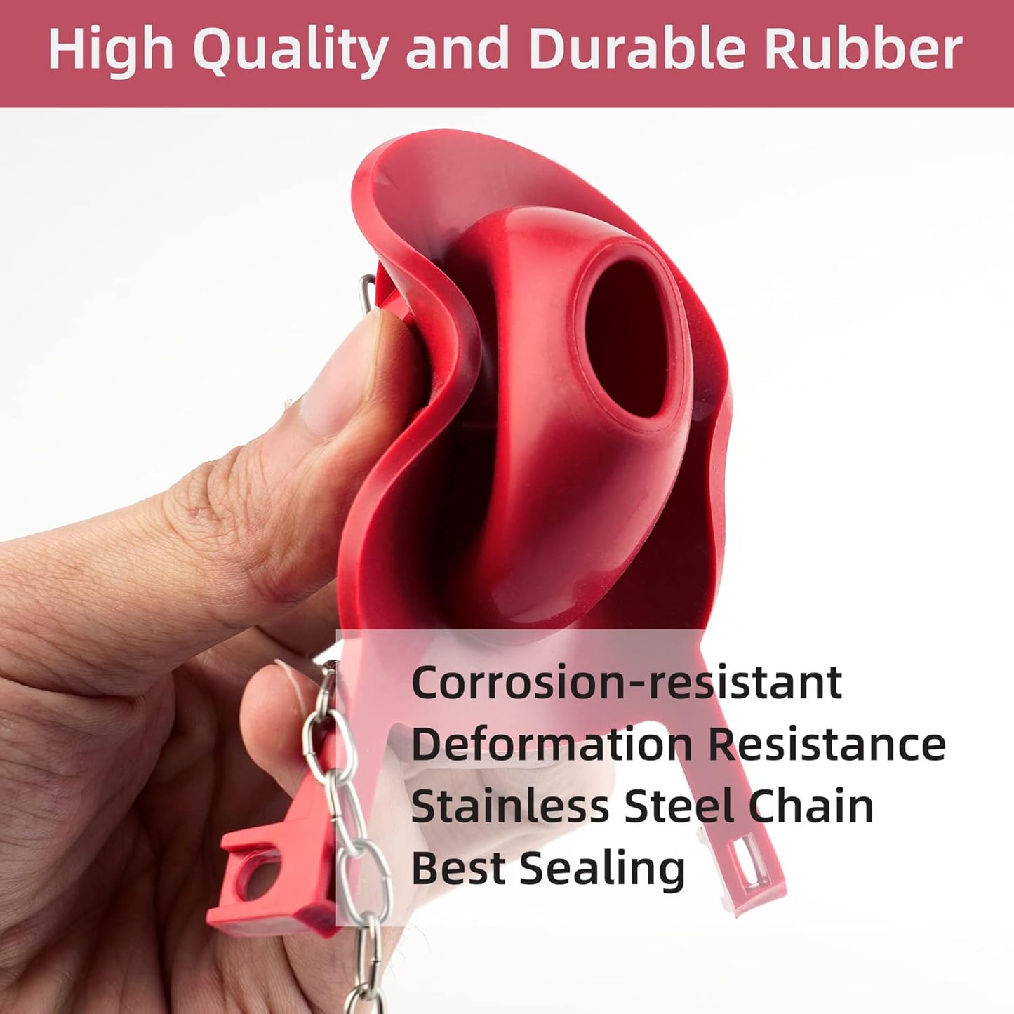 2-inch Universal Toilet Tank Flapper, Long Lasting All Rubber Seal Flapper Replacement Compatible with American Standard Water Conserving, High Performance, Easy to Install, Red