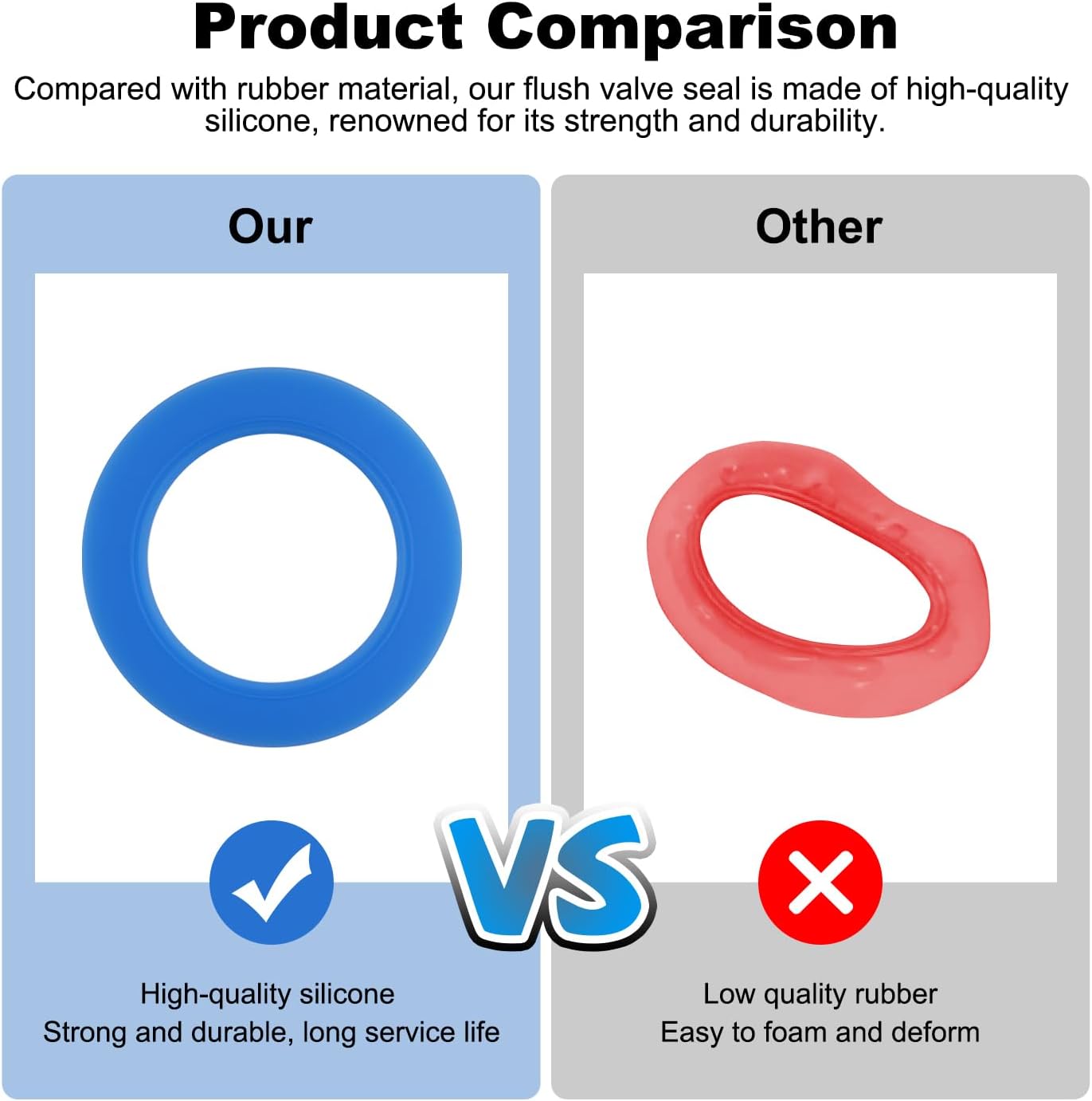 2 Pack Toilet Flush Valve Seal, Upgraded Silicone Material Specific fit for American Standard & Eljer-Compatible with 7301111-0070A, Flush Valve Seal Kit Replacements with O Ring