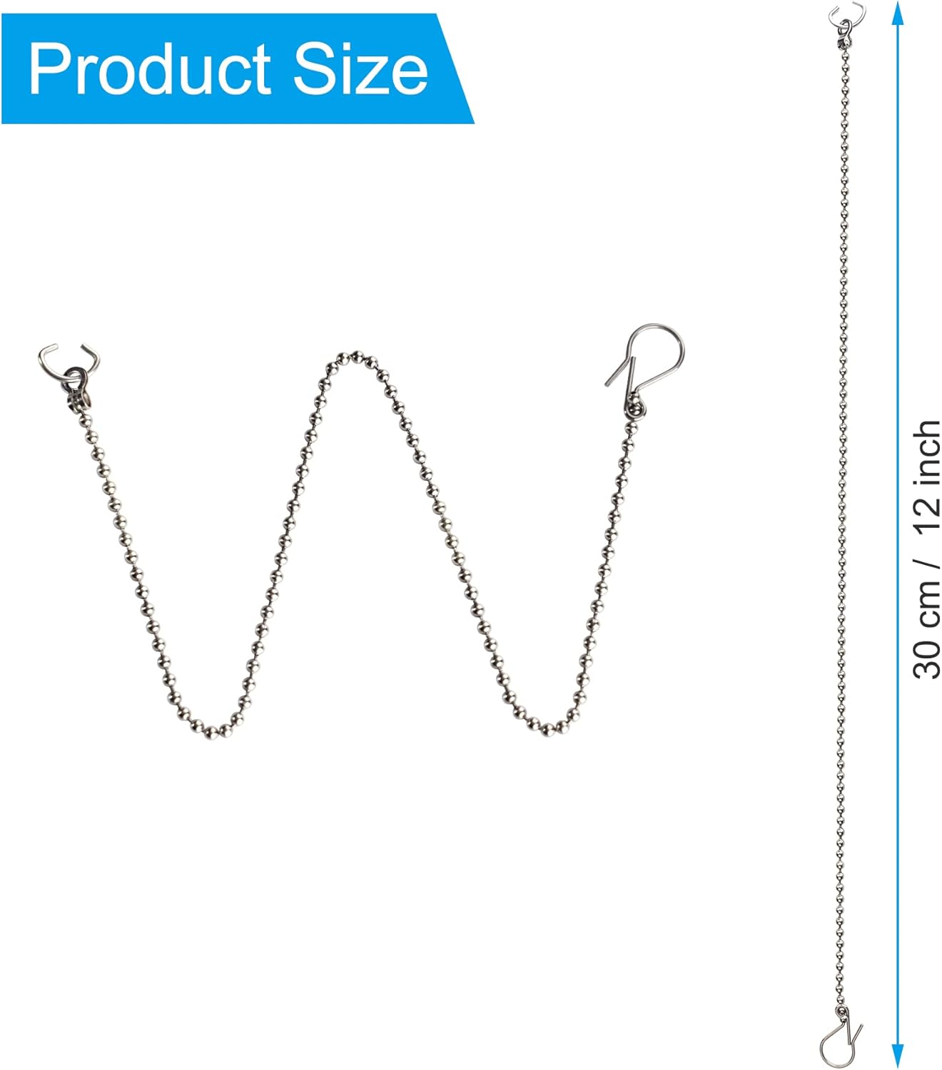 3 Pack Universal Toilet Flapper Chain Replacement Kit,Stainless steel,Including 12-Inch Chain,Hook,Ring