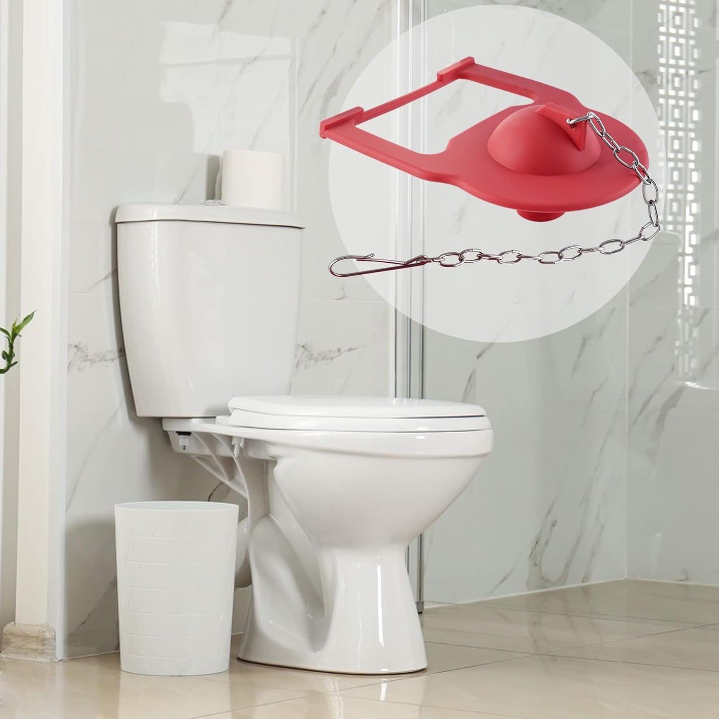 2 Inch Toilet Flapper Replacement Compatible with Kohler Hinge-style parts 84995 and 1000490 Toilet Flapper, High Performance with Stainless Chain, Easy to Install