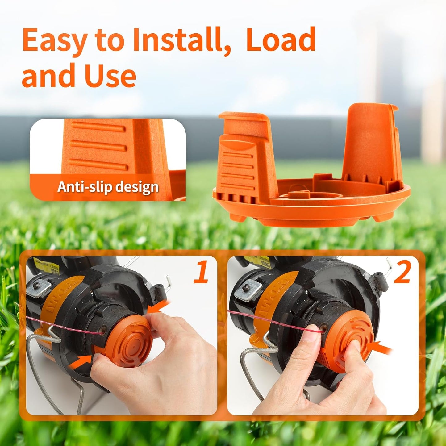 Trimmer Replacement Spool Cap Covers Compatible with Worx String Trimmers WA0010, WA6531 (3-Pack)