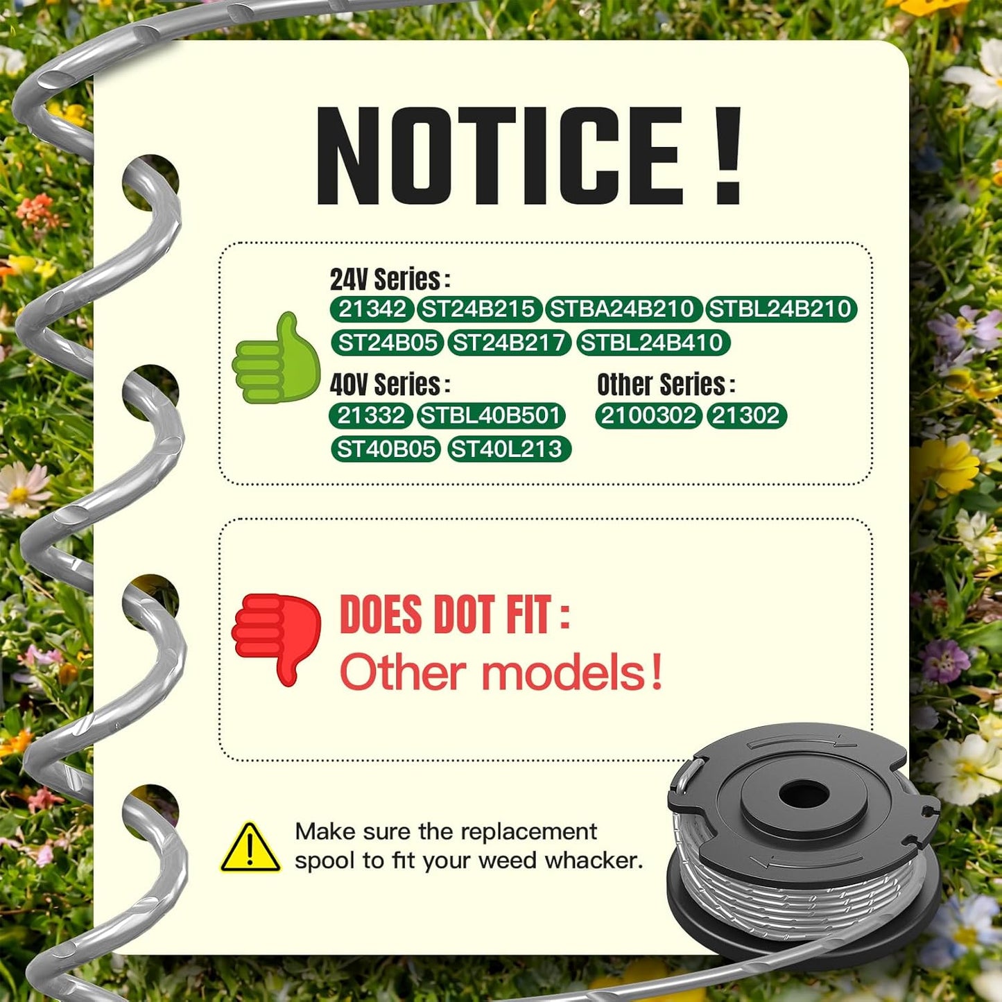 Trimmer String Spool Compatible with Greenworks, 0.065" 16Ft Single Line Auto-Feed String Trimmer Spools for Greenworks Weed Eater, Weed Wacker String Replacement Parts (3 Pack)