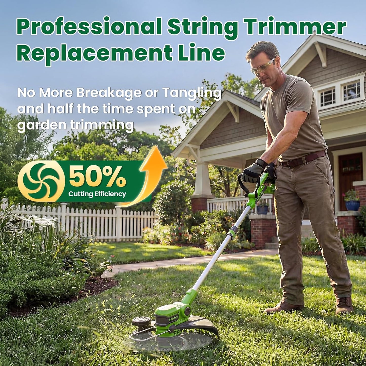 Trimmer String Spool Compatible with Greenworks, 0.065" 16Ft Single Line Auto-Feed String Trimmer Spools for Greenworks Weed Eater, Weed Wacker String Replacement Parts (3 Pack)