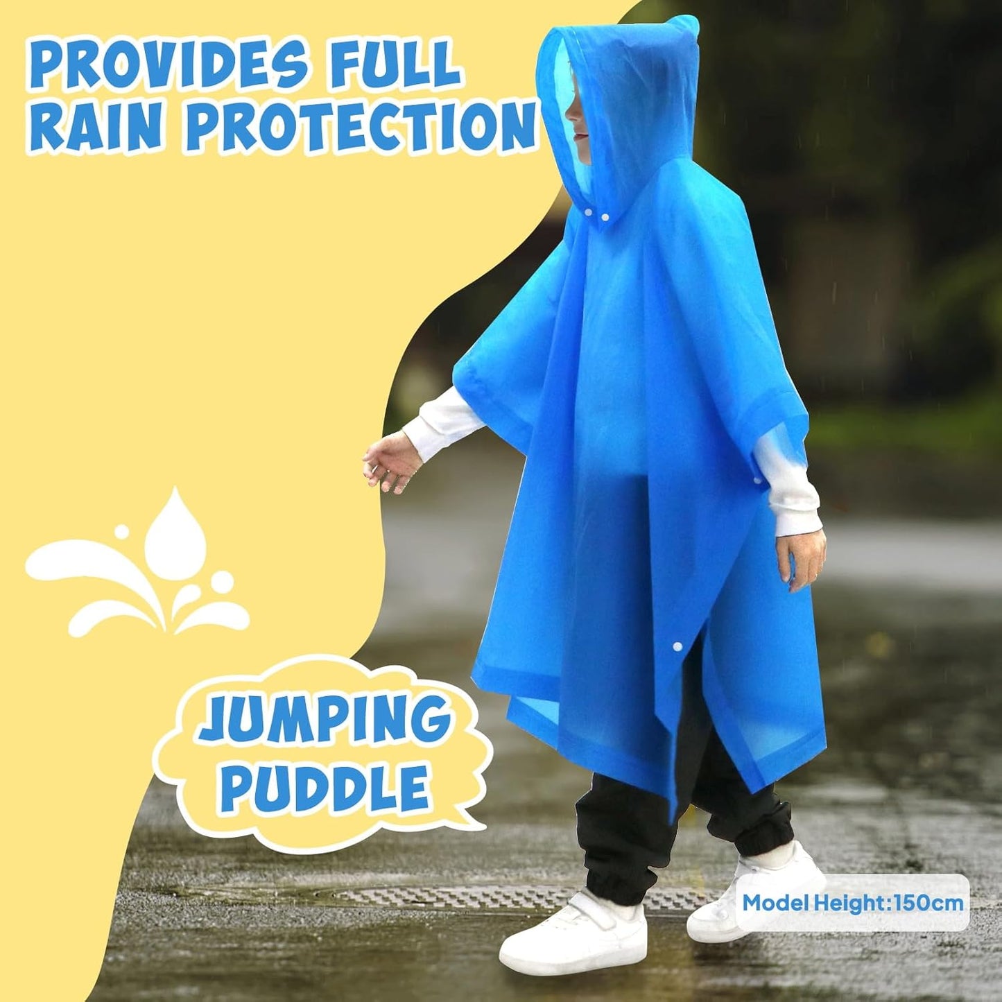 2 Pack Raincoats for Kids Emergency Ponchos Reusable Rain Poncho with Hood Waterproof Rain Coats for Boys and Girls