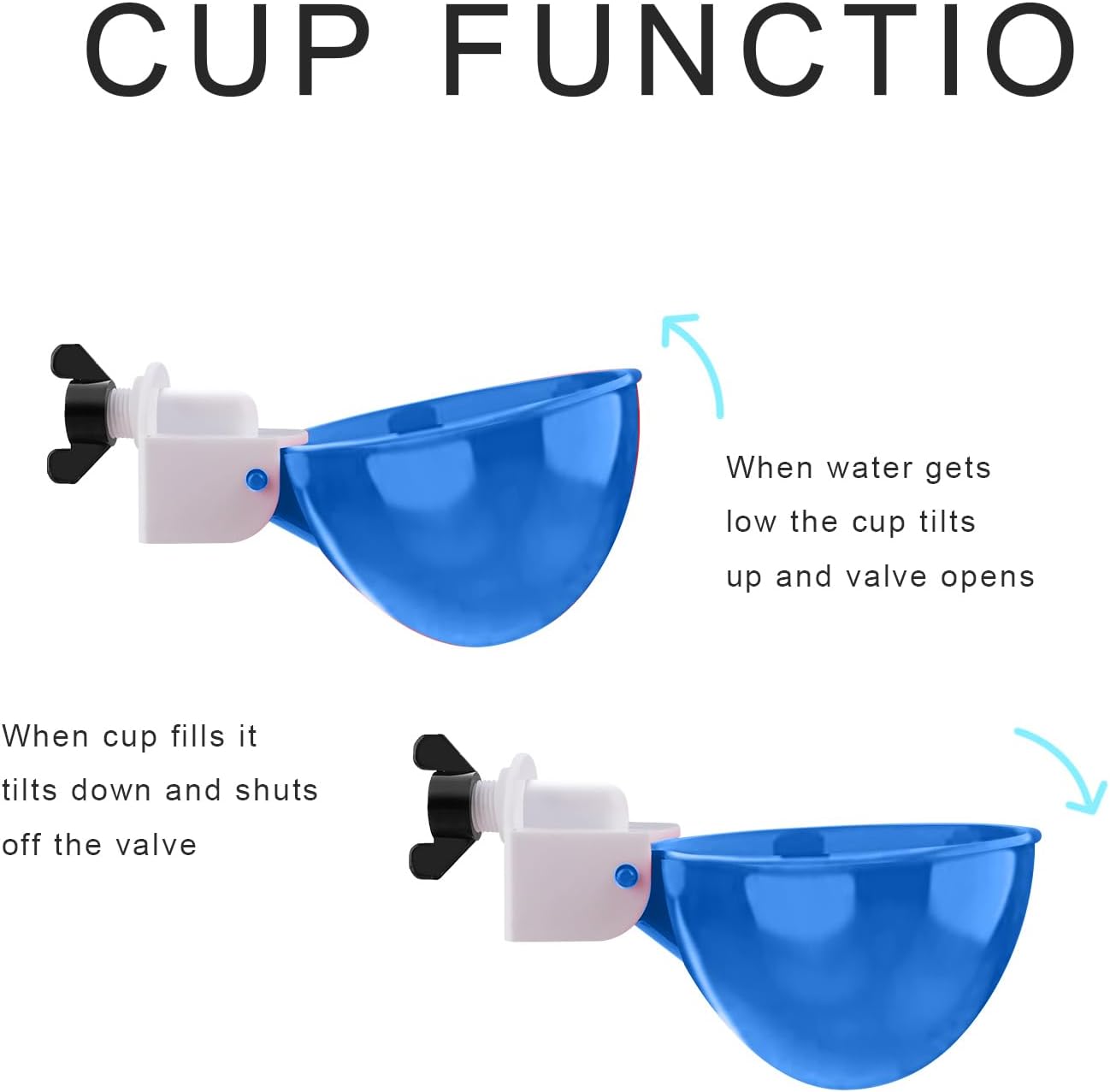 Professional Chicken Waterer Cups, 8 Packs Blue Large Chicken Water Feeder, Tee Fittings Poultry Waterer Suitable for Duck, Chicks, Goose, Turkey, Bunny and Bird with Mounting Hole Opener