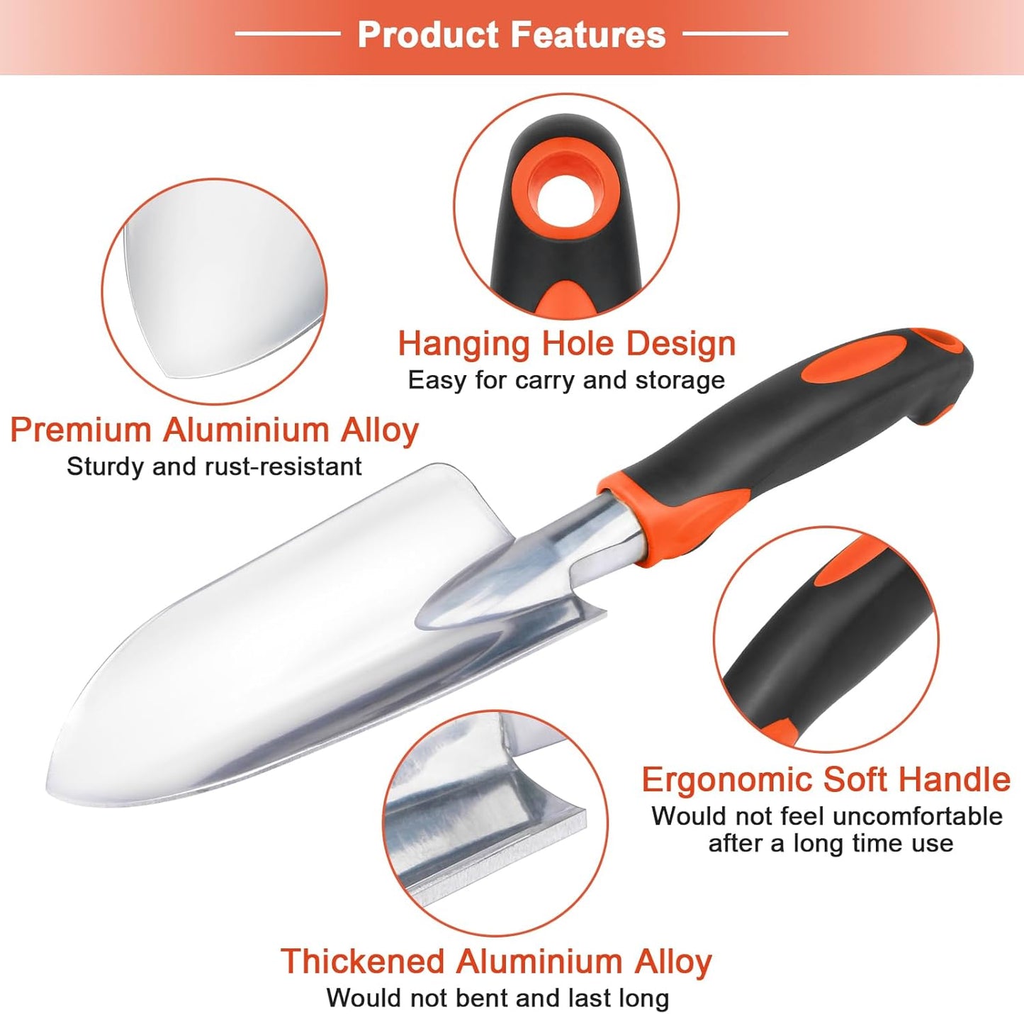 Garden Shovel Trowel Garden Tool Set, 2 Pack Heavy Duty Gardening Tools Set Include Wide Garden Trowel, Hand Shovel with Measurement Mark, Small Shovels for Gardening Digging Planting Transplanting