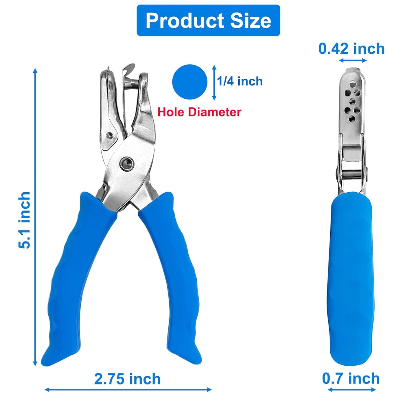 Single Hole Punch 1/4” Hole Puncher for Crafts, One Hole Paper Punch + 6 Pack Silicone Soda Can Cover Lids, Reusable Soda Can Lids