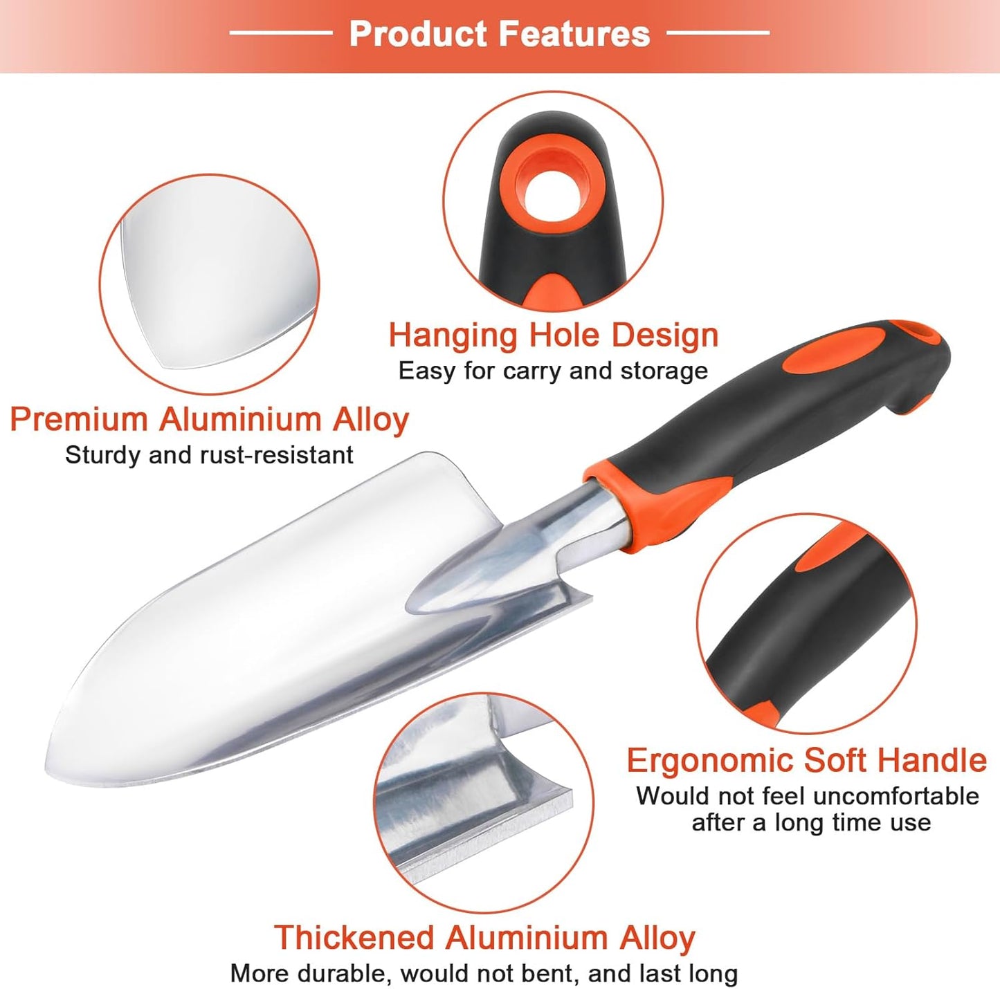 Garden Shovel Garden Hand Trowel, Heavy Duty Hand Shovel with Ergonomic Handle + Hand Rake Garden Tool, Heavy Duty Hand Cultivators for Gardening, Small Garden Claw Tool