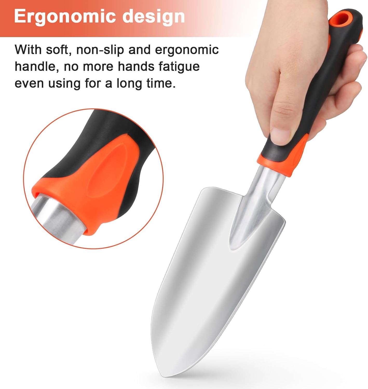 Garden Shovel Garden Hand Trowel, Heavy Duty Hand Shovel with Ergonomic Handle + Hand Rake Garden Tool, Heavy Duty Hand Cultivators for Gardening, Small Garden Claw Tool