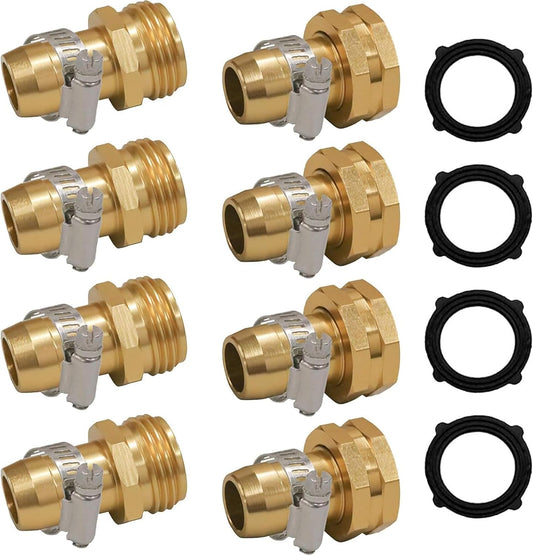 Garden Hose Repair Connector with Clamps, Fit for 3/4" or 5/8" Garden Hose Fitting, 4 Set