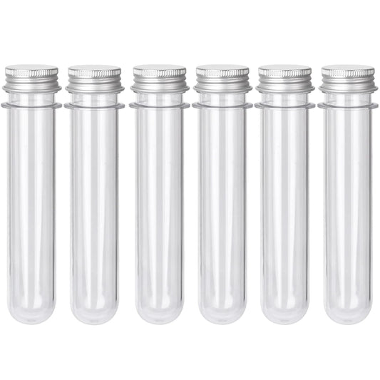 6PCS Plastic Test Tubes with Screw Caps 45ml Clear Tubes for Scientific Experiments, Party Decoration, Sample, Candy, Bath Salt, Storage