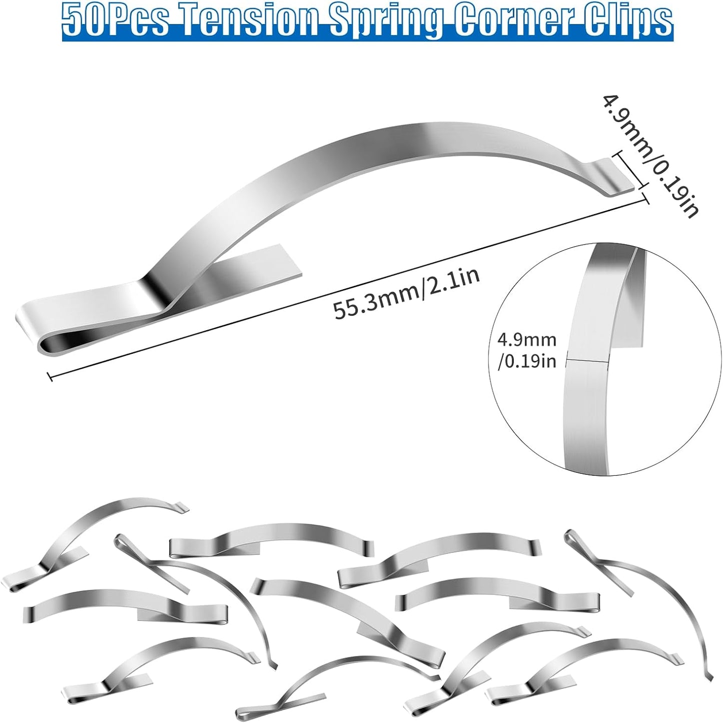 50Pcs Corner Mount Flat Window Spring Window Screen Tension Spring Corner Clips Stainless Steel Window Screen Clips to Prevent Screen Windows Shaking