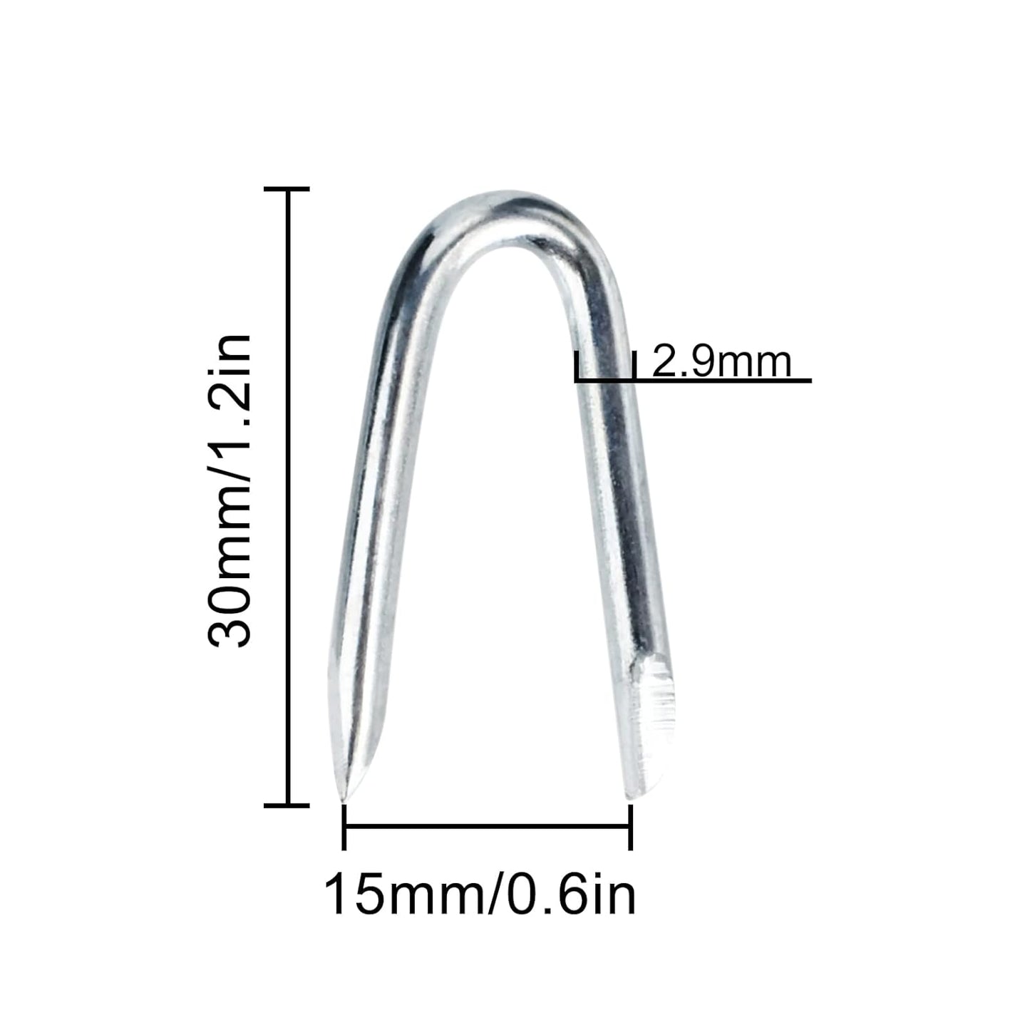Steel Wire Fencing Staples 50Pcs Galvanized U Shaped Nails 1-1/4'' for Wire Mesh & Woven Fencing, Fence Post