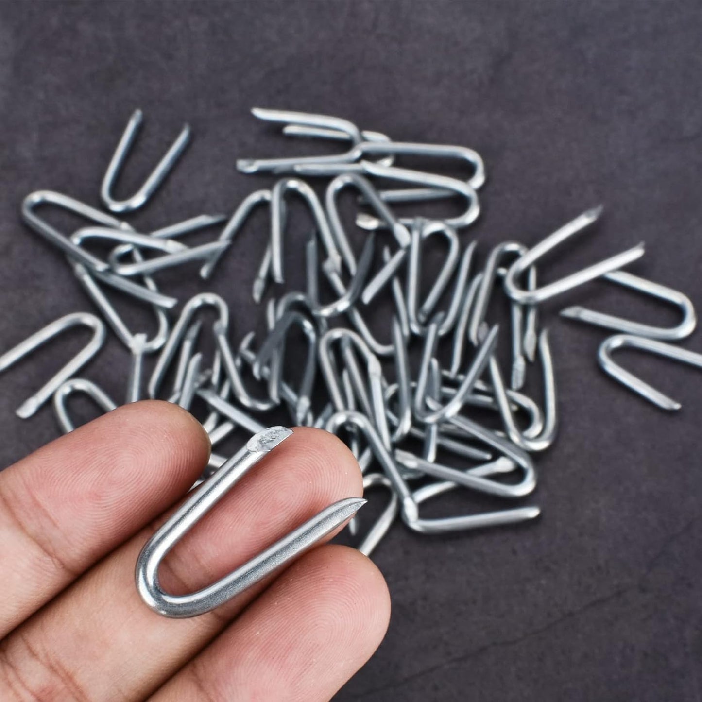 Steel Wire Fencing Staples 50Pcs Galvanized U Shaped Nails 1-1/4'' for Wire Mesh & Woven Fencing, Fence Post