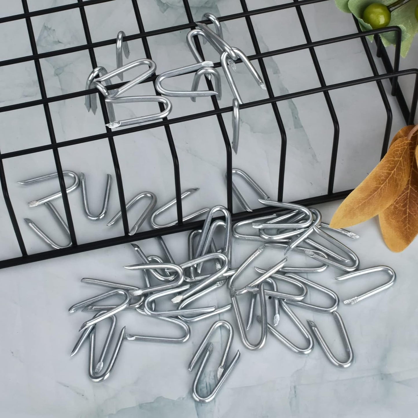 Steel Wire Fencing Staples 50Pcs Galvanized U Shaped Nails 1-1/4'' for Wire Mesh & Woven Fencing, Fence Post