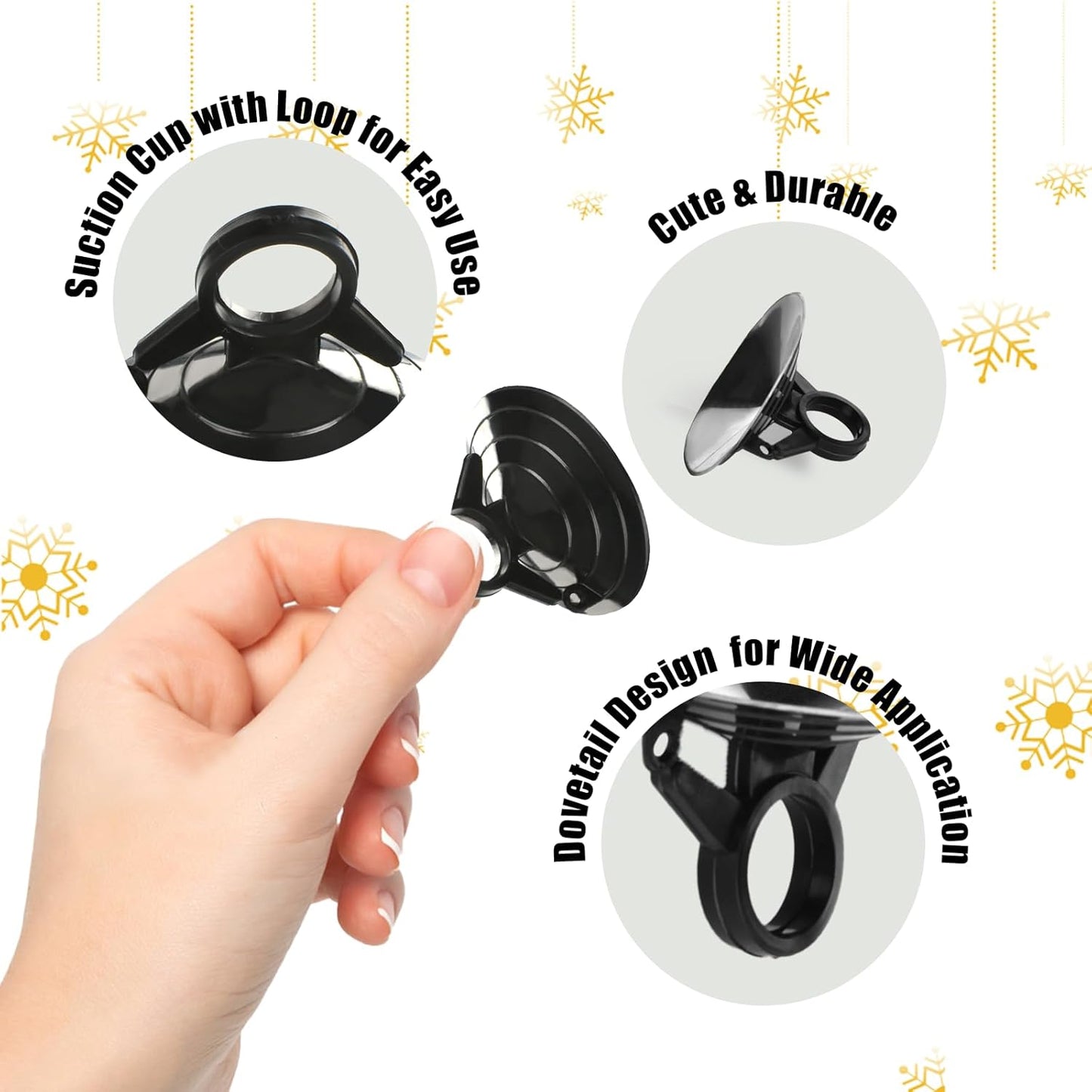 Suction Cups with Loops 24Pcs Window Suckers with Ring Car Glass Windshield Sunshade Suction Cups Aquarium Heater Suction Cups Glass Suction Pads for Seasonal Xmas Decorations (Black)